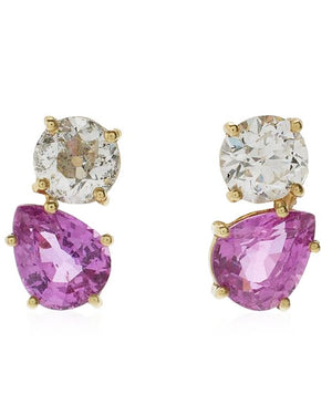 Pink Sapphire and Diamond Stud Earrings
