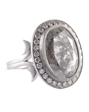 Rough Cut Oval Diamond Ring
