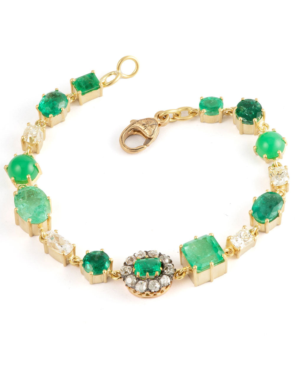 Reclaimed Emerald and Diamond Tennis Bracelet
