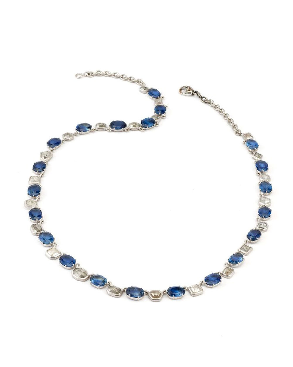 Sapphire and Rose Cut Diamond Collar Necklace