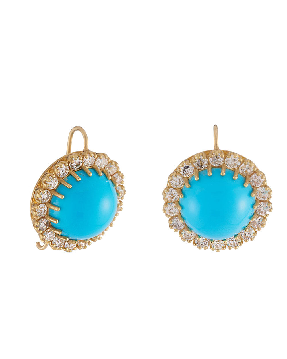 Sleeping Beauty Turquoise Button Earrings
