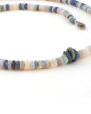 Multi Stone Bead Necklace with Sapphire Rondelles