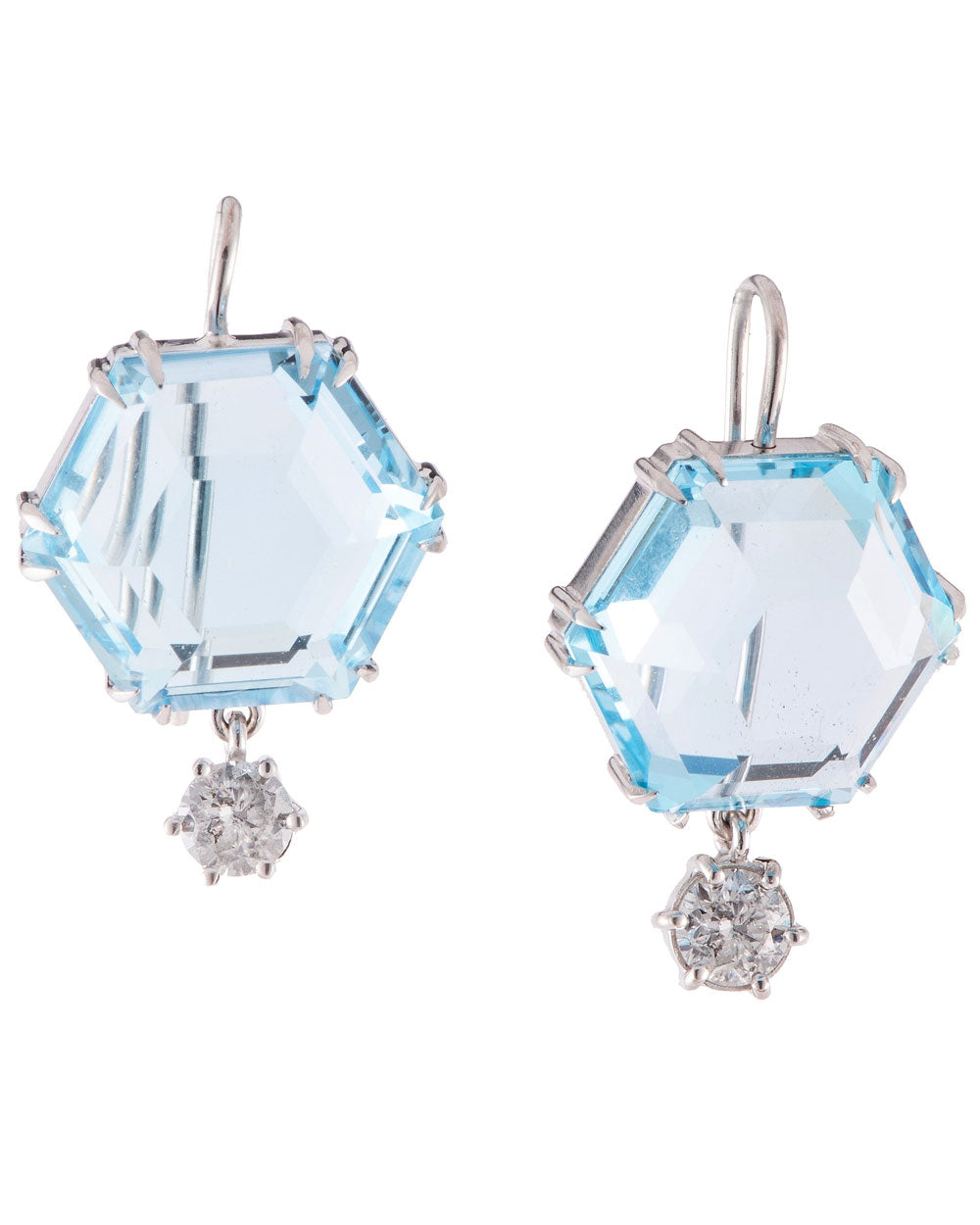 Blue Topaz and Grey Diamond Earrings