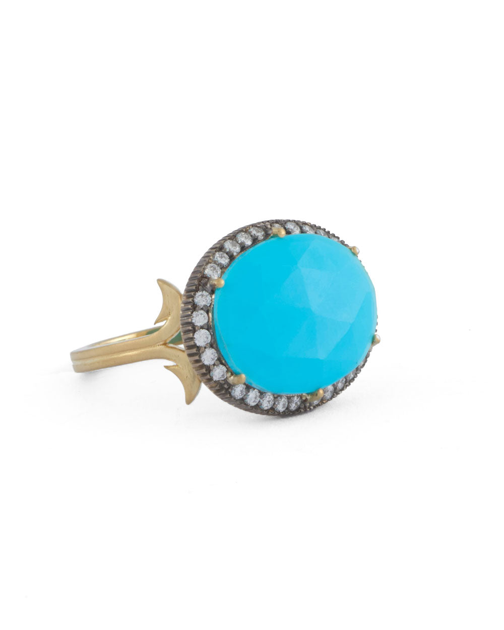 Turquoise and Diamond Oval Ring