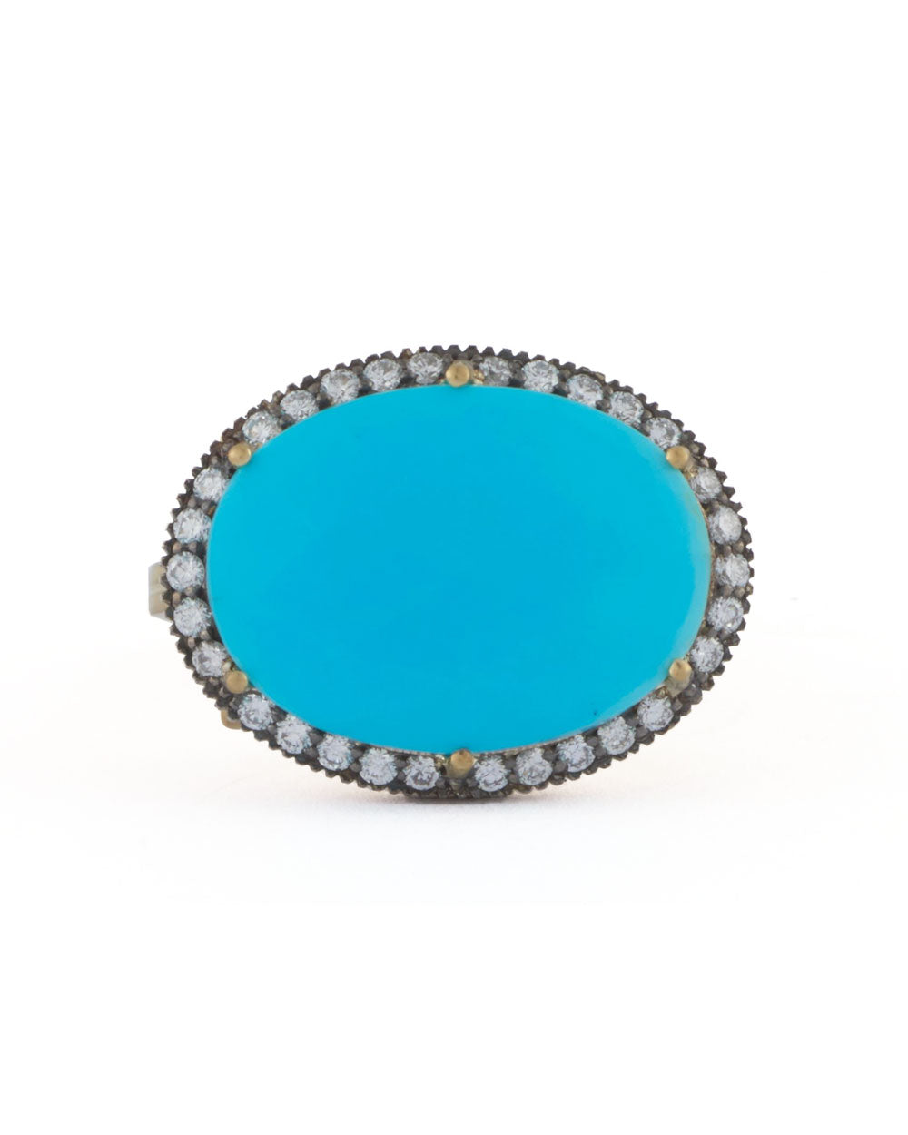Turquoise and Diamond Oval Ring