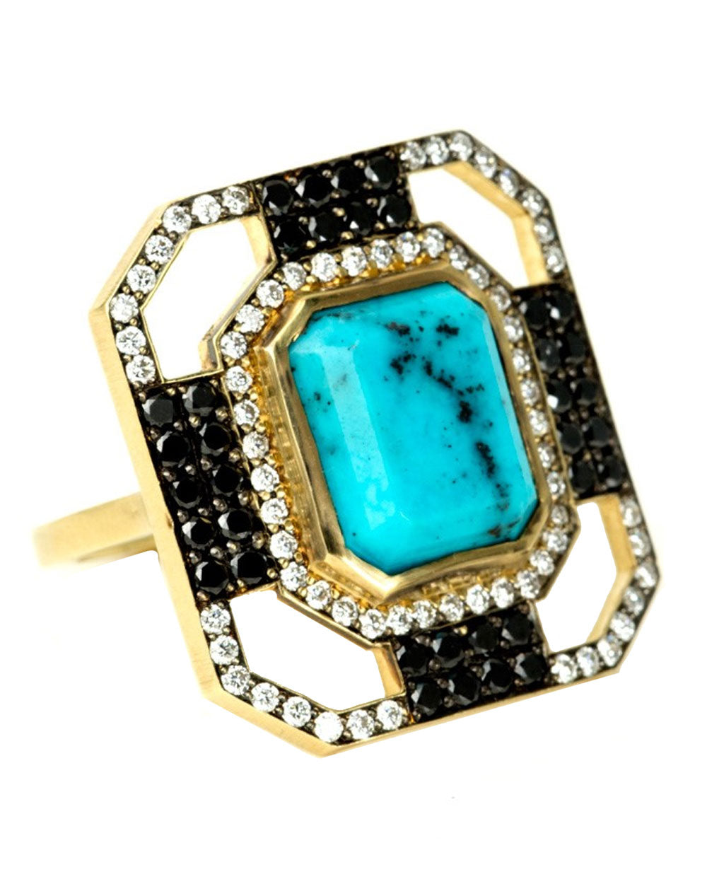 Turquoise and Diamond Portrait Ring