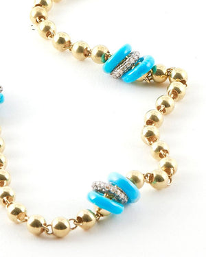 Turquoise and Gold Boule Chain Necklace