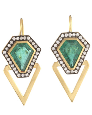 Zambian Emerald and Diamond Electra Earrings