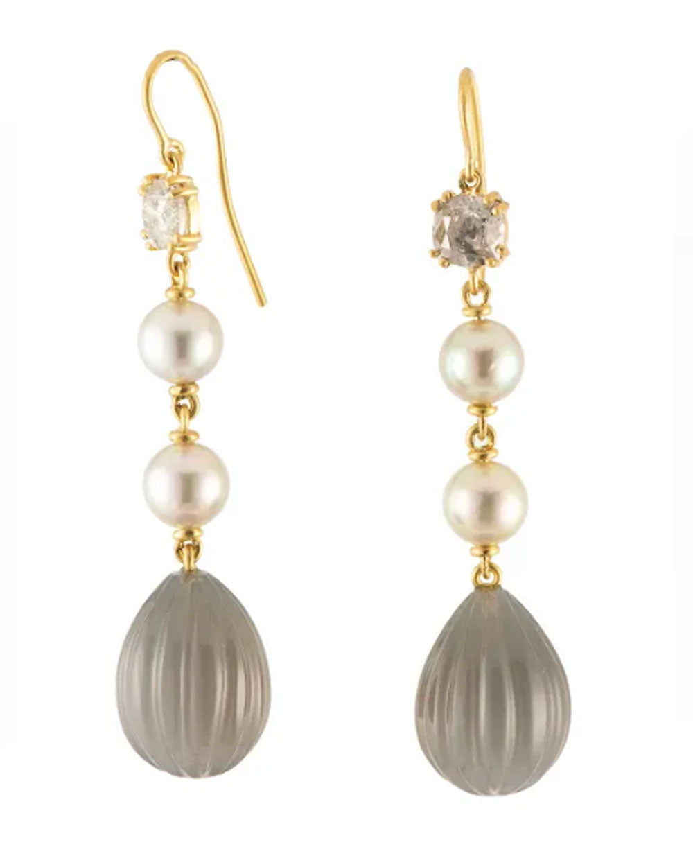 Moonstone and Pearl Bulb Earrings