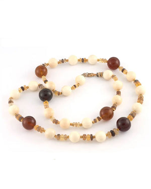 Opal Mammoth and Amber Beaded Necklace