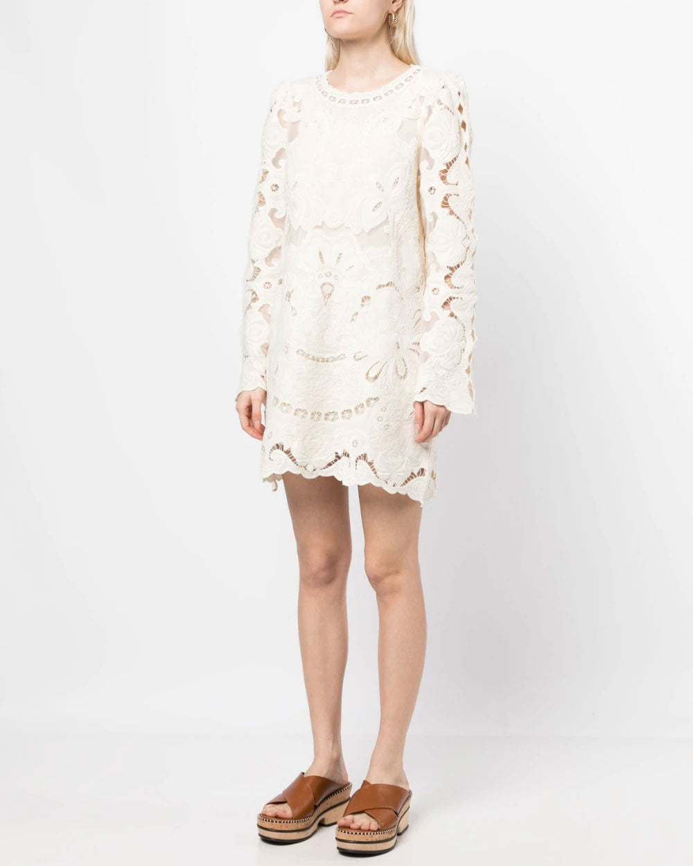 White Lysa Floral Lace Mini Dress