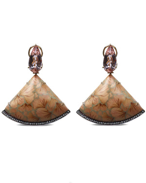 Pink Diamond and Morganite Ginko Marquetry Earrings