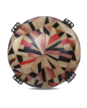 Red Faceted Marquetry Diamond Ring