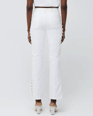 Amelia High Rise Pearl Embellished Jean in Ivory
