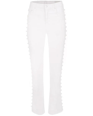 Amelia High Rise Pearl Embellished Jean in Ivory
