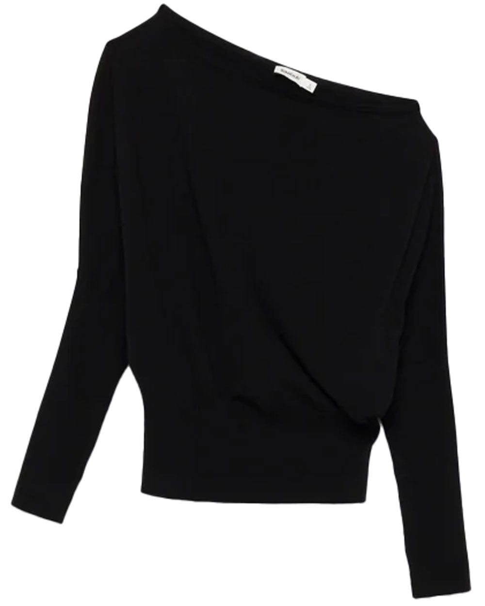 Black Lavina Off The Shoulder Drape Sweater