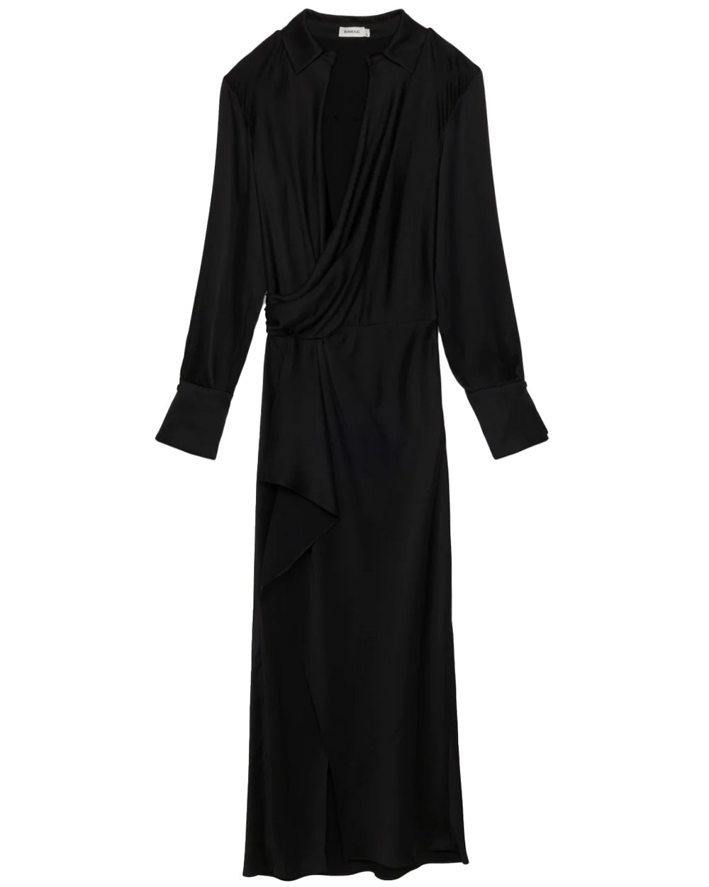 Black Talita Drape Front Midi Dress