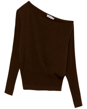 Chocolate Off The Shoulder Lavina Sweater