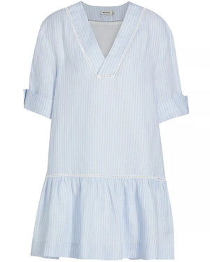 French Blue Stripe V Neck Jori Mini Dress