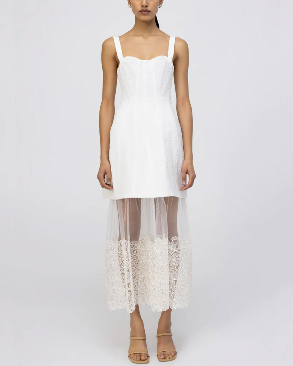 Ivory Sleeveless Callan Bustier Midi Dress