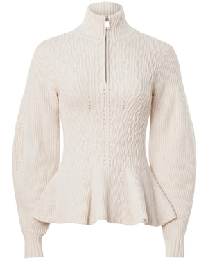 Ivory Susanna Peplum Polo Sweater