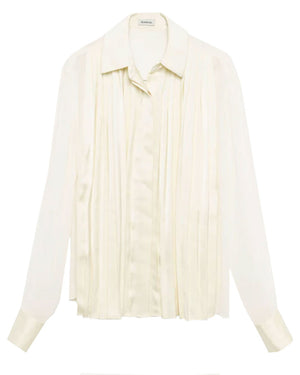 Ivory Vinka Long Sleeve Pleated Shirt