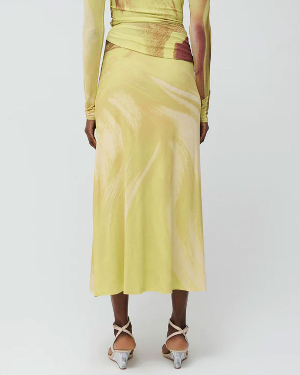 Luminary Print Anika Draped Midi Skirt