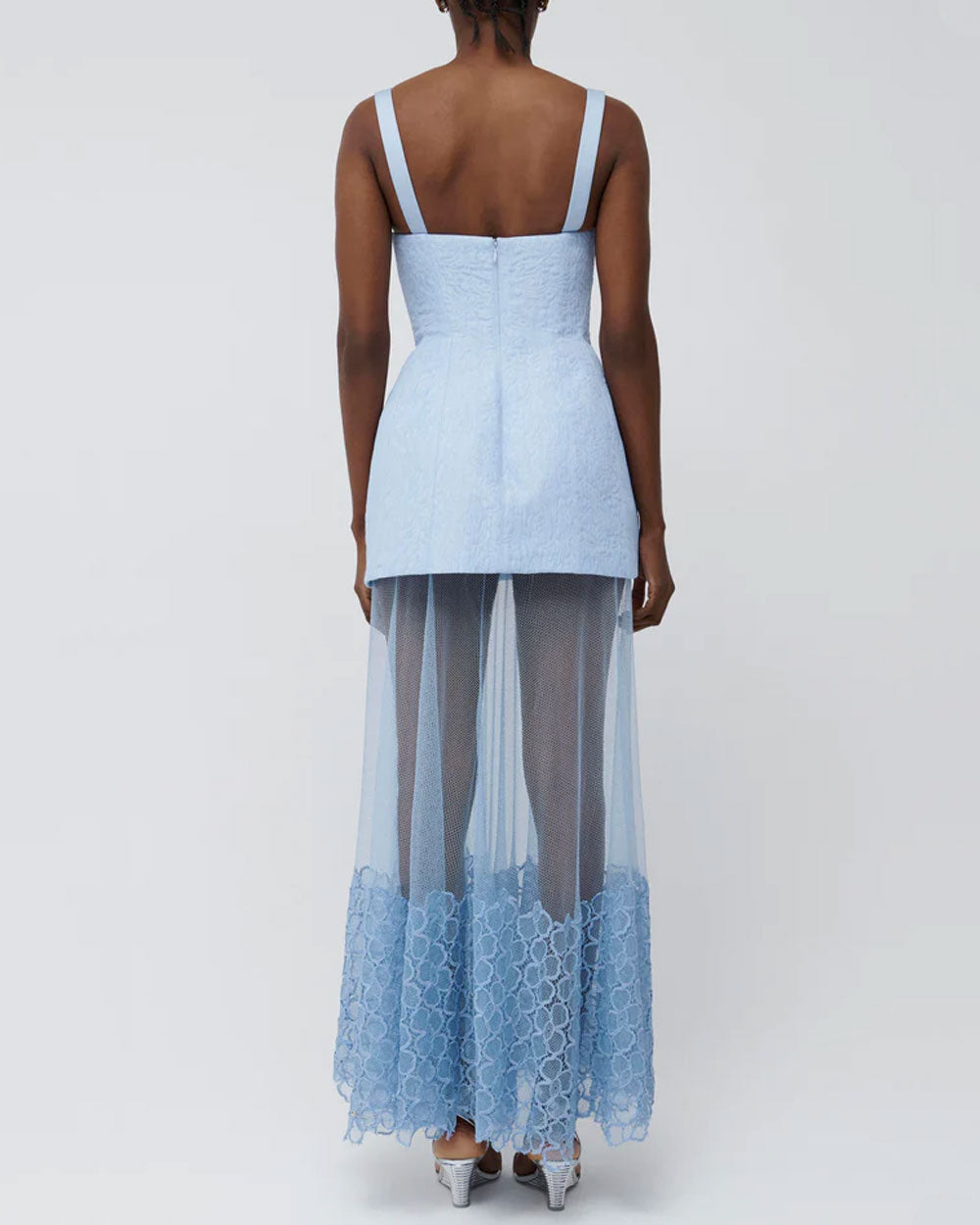 Marina Blue Sleeveless Callan Bustier Midi Dress