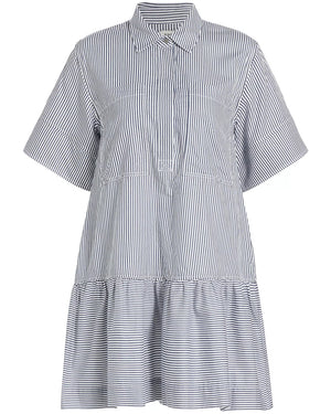 Midnight Stripe Short Sleeve Cris Shirt Dress