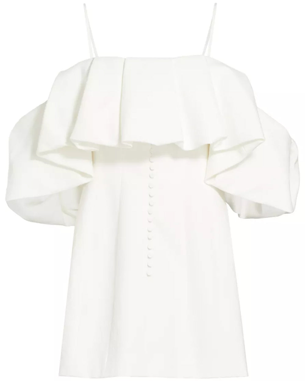 Natural White Off The Shoulder Puff Mini Dress