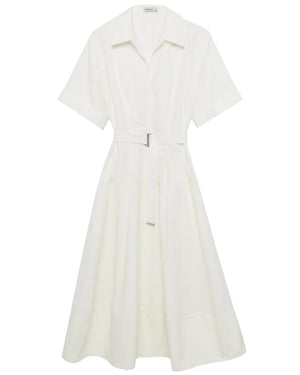 White Belted Deanna Midi Dress