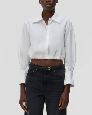 White Cotton Poplin Button Up Blythe Shirt