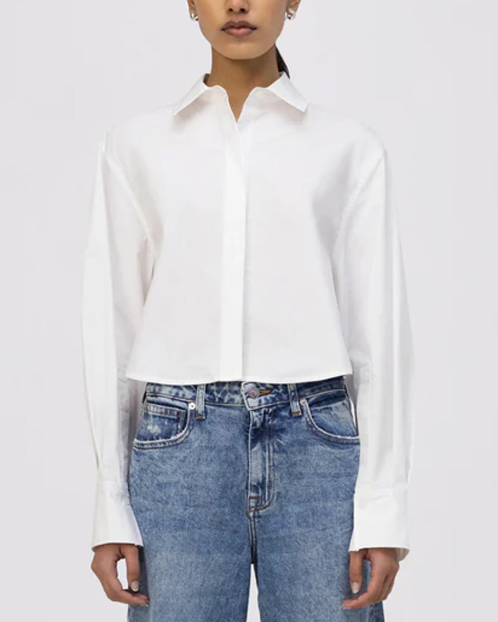 White Crop Renata Button Down Shirt