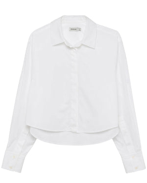 White Renata Crop Button Up Shirt