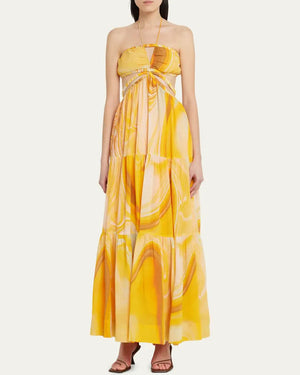 Zinnia Shailene Marble Printed Laurel Maxi Dress