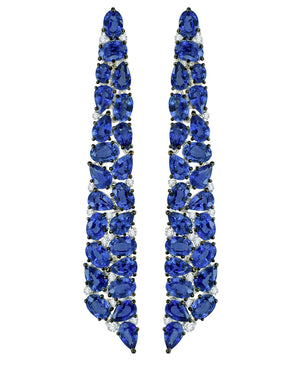 Blue Sapphire and Diamond Kite Earrings