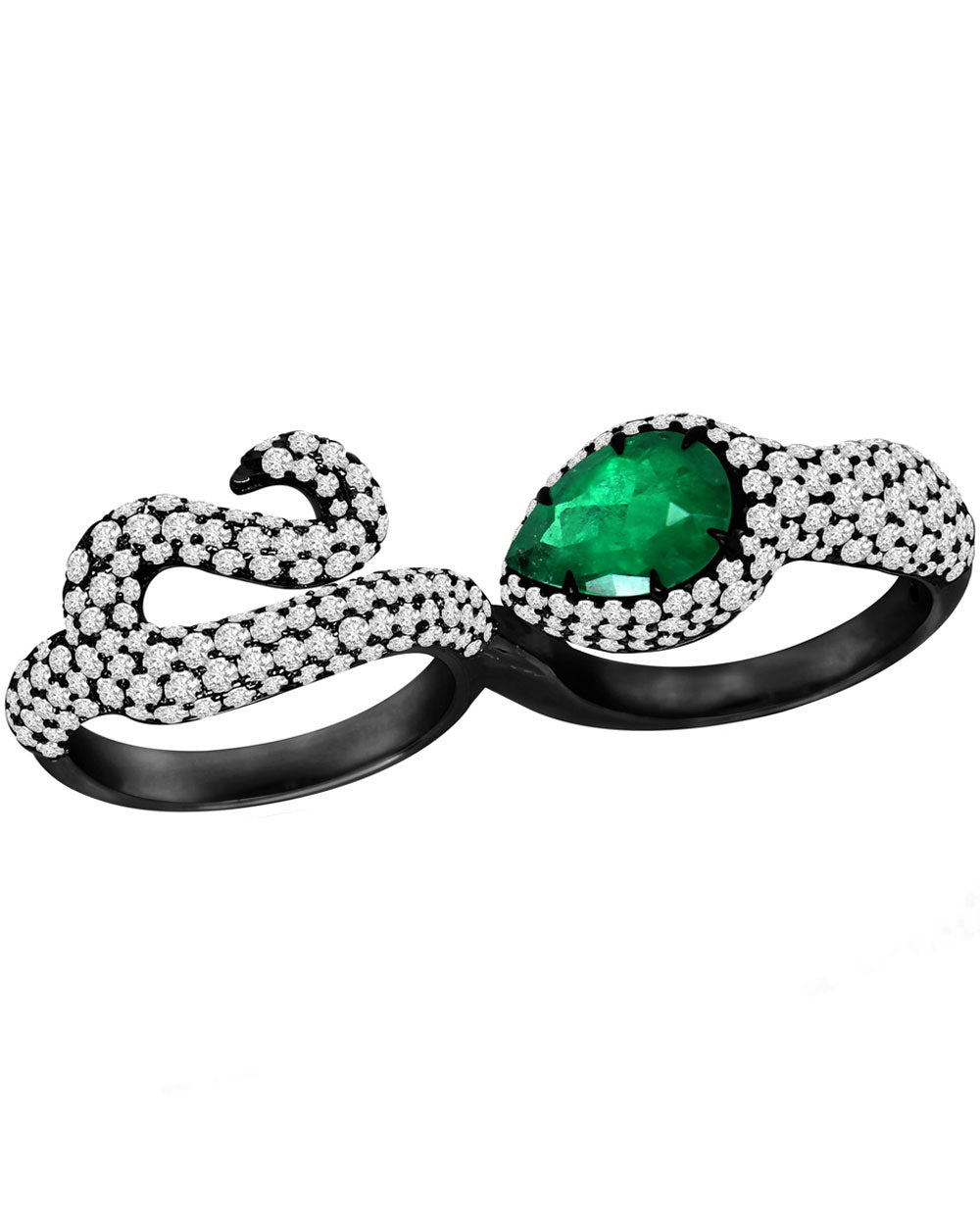 Emerald and Diamond Signature Snake Ring