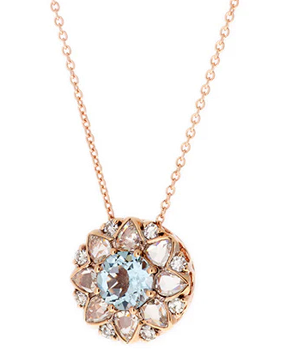Aquamarine and Diamond Beirut Rosace Pendant Necklace
