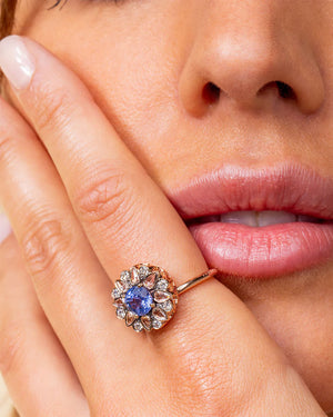 Blue Sapphire and Diamond Beirut Rosace Ring