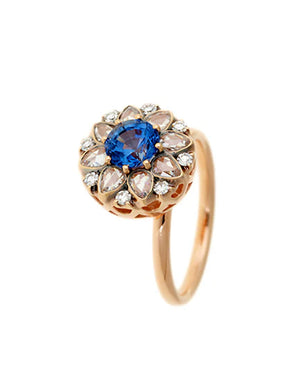 Blue Sapphire and Diamond Beirut Rosace Ring