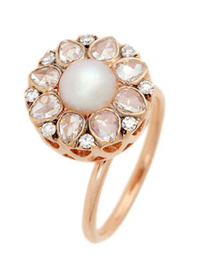 Diamond and Pearl Stack Ring