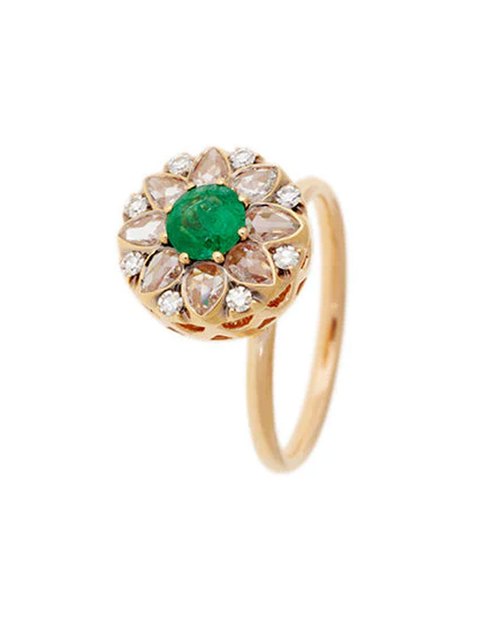 Emerald and Diamond Beirut Rosace Ring