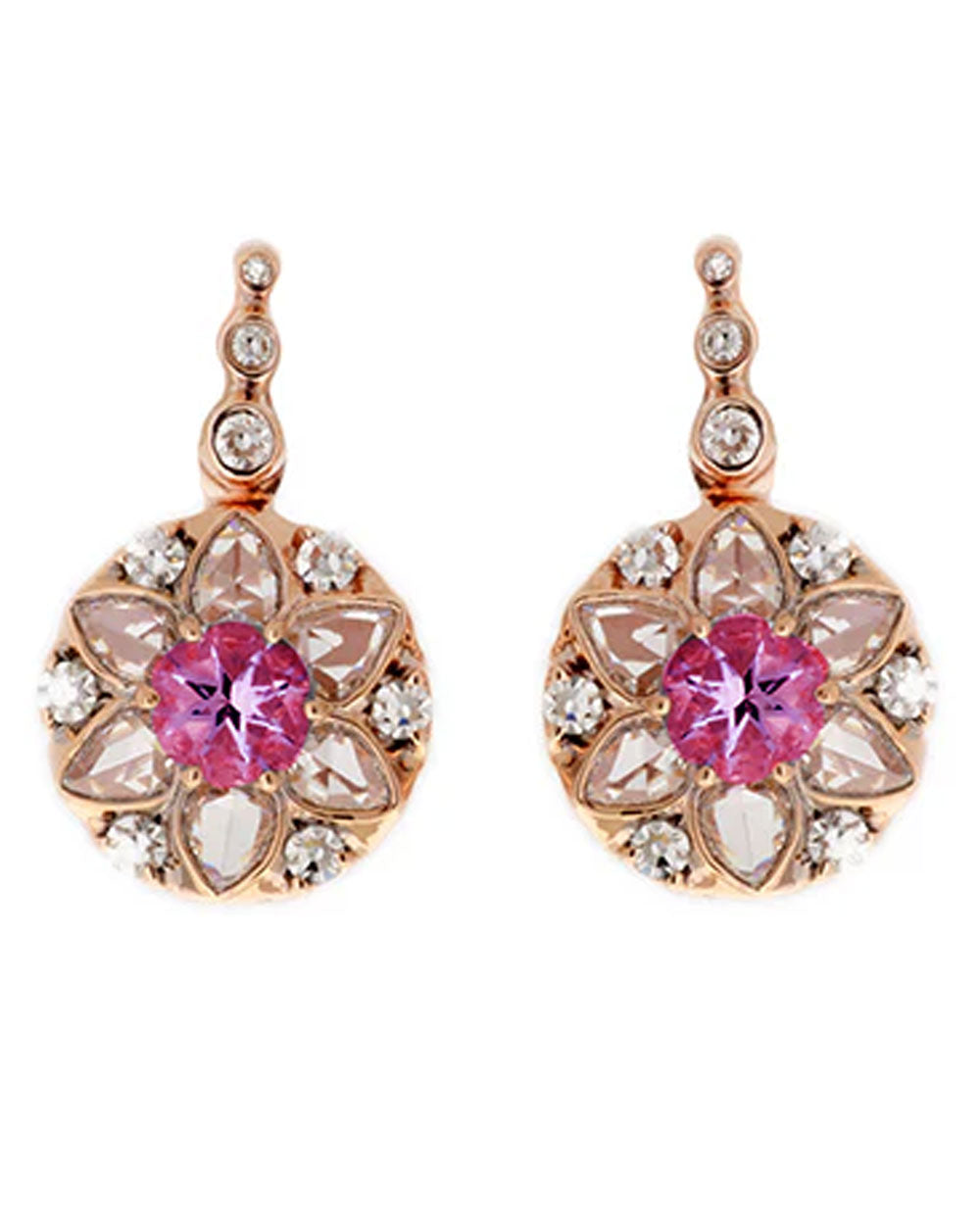 Pink Sapphire and Diamond Beirut Rosace Earrings