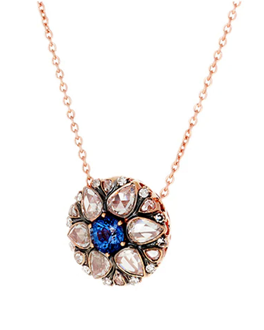 Sapphire and Diamond Beirut Rosace Pendant Necklace