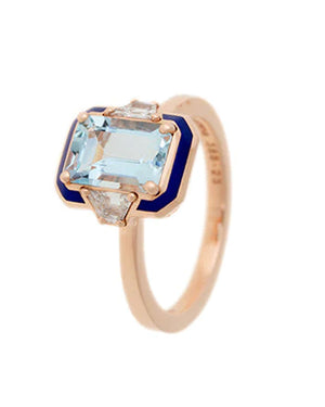 Aquamarine and Diamond Gemma Ring