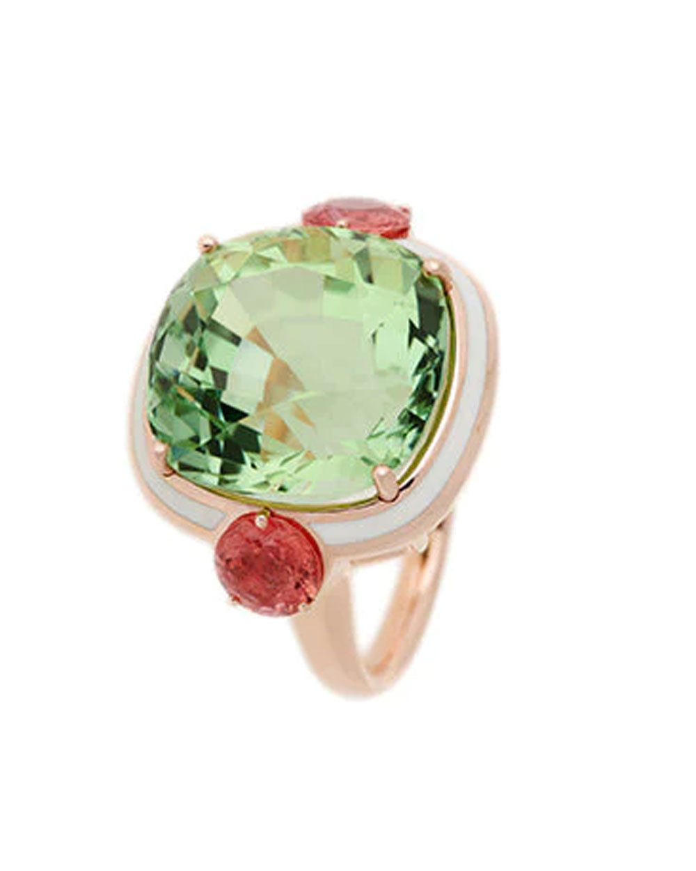 Green Tourmaline and Orange Sapphire Gemma Ring
