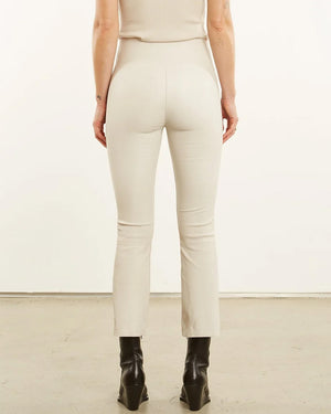 Leather Crop Flare Legging in Chalk