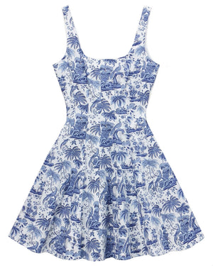 Blue Toile Mini Wells Dress