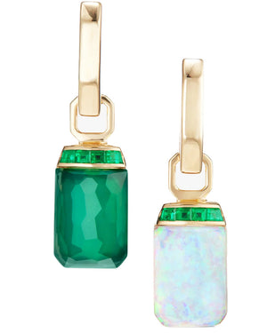 Opal and Green Agate Tablet Twister Earrings