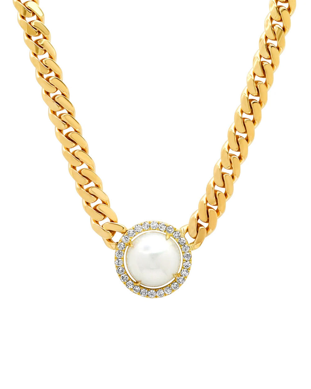 Australian Pearl Cuban Link Necklace